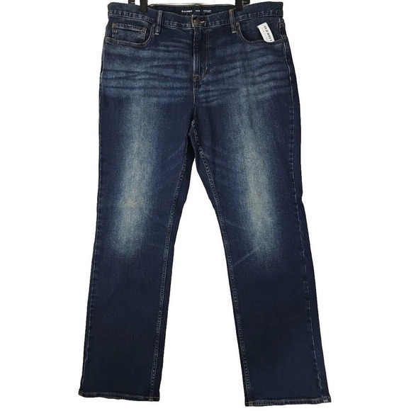 Old Navy ~Men's Size 40x32~ Straight Built in Flex Blue Cotton Blend Jeans NWT. - Picture 1 of 12